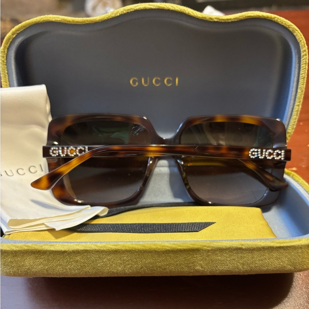 Gucci Tortoiseshell Sunglasses with crystal embellishments